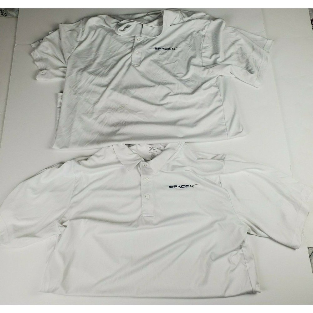 2x SpaceX Size 2XL Short Sleeve Polo Whte